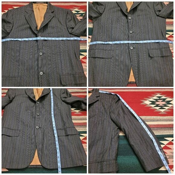 Gianluca ISAIA Napoli Wool 2 Piece Suit Sz 42R Pant 34x29 Gray Brown Pinstripe - Picture 11 of 14